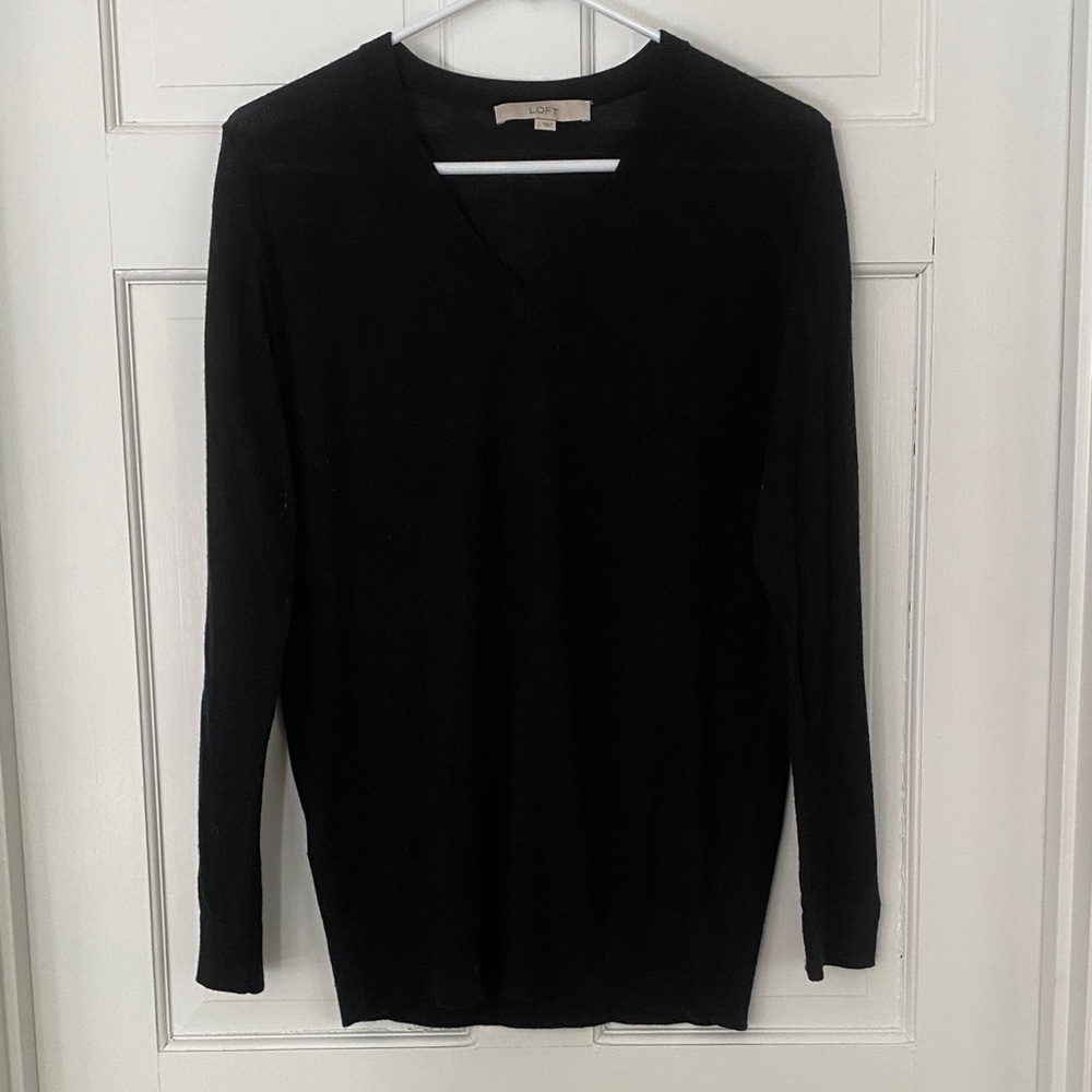 LOFT Classic Black V-Neck Sweater